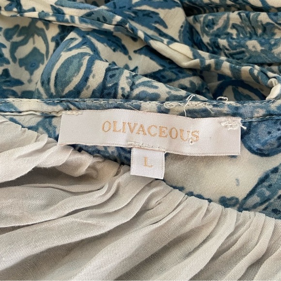 Olivaceous Women's Mini Dress Sundress Size Large Floral Blue Halter Neck Ruffle - Picture 11 of 12